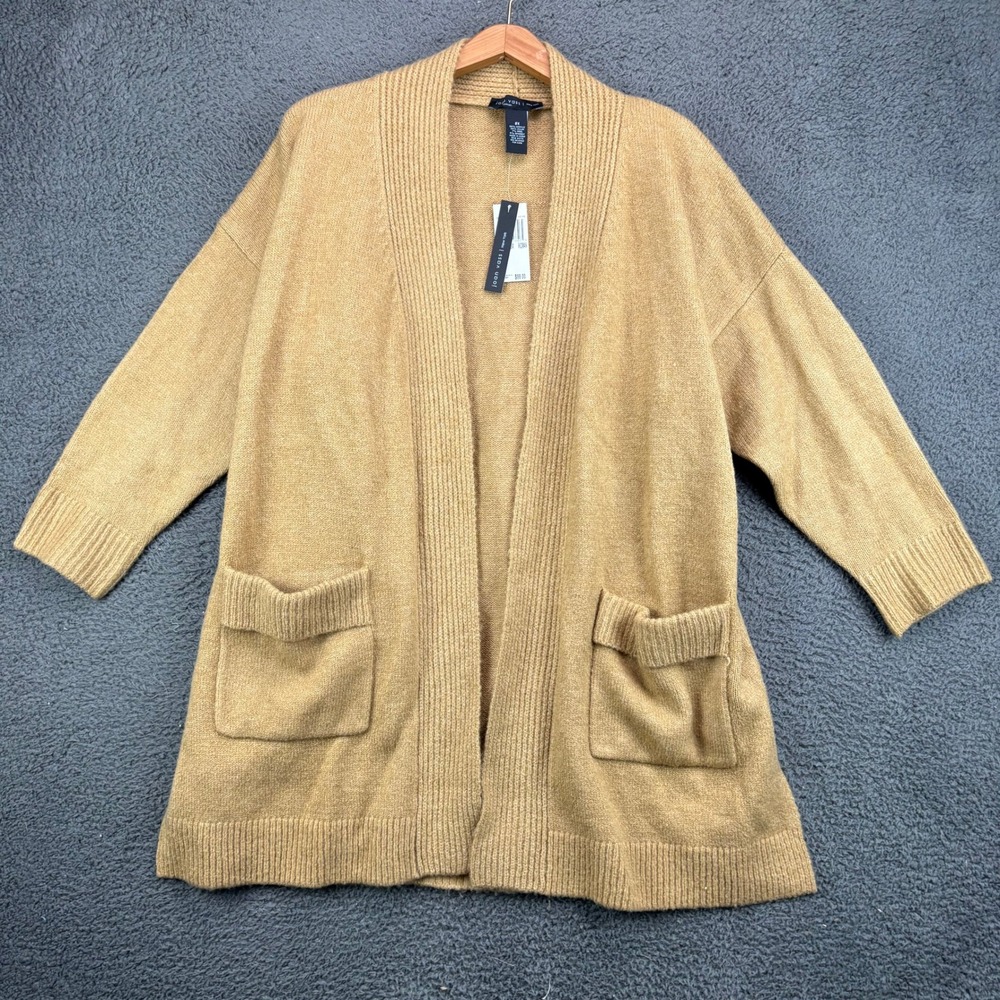 Joan Vass Woman Camel Open Front Cardigan Sweater Wool Blend Plus Size 0X NEW